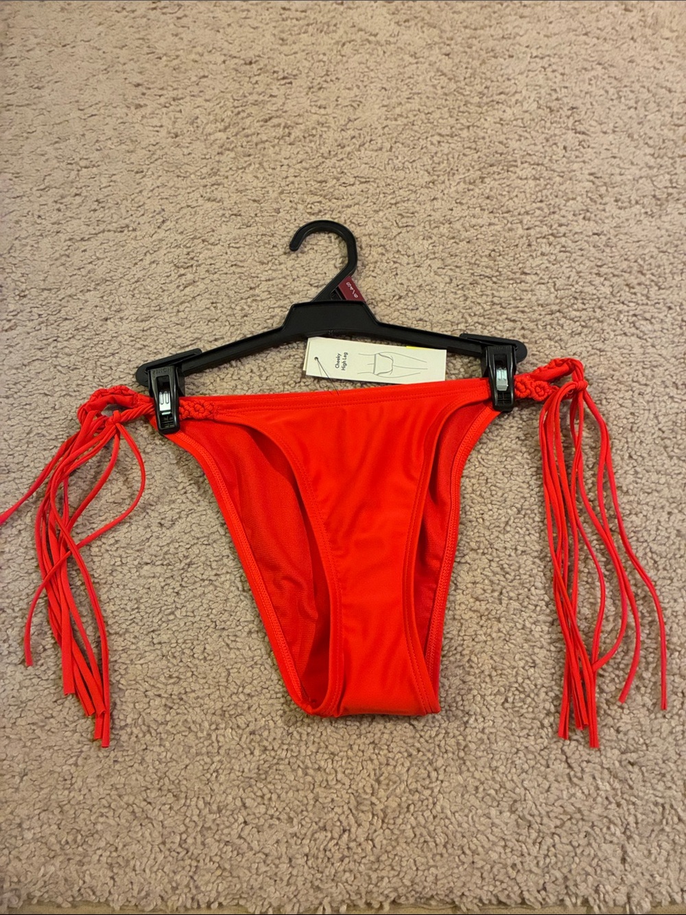Women’s Red Side-Tie Bikini Bottom Cheeky braided soleil red